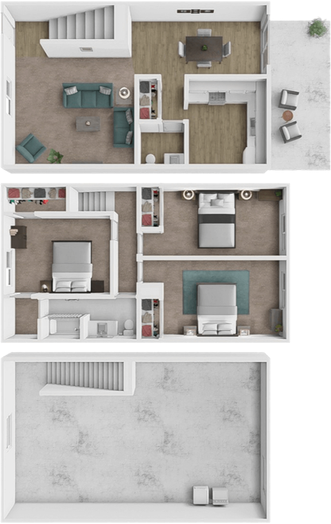 Floor plan for 3 beds, 1.5 baths, 2000 sqft