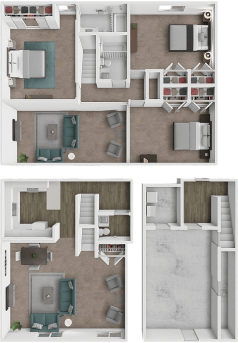 Floor plan for 3 beds, 2.5 baths, 2500 sqft