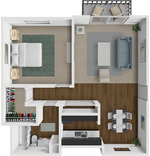 Floor plan for 1 bed, 1 bath
