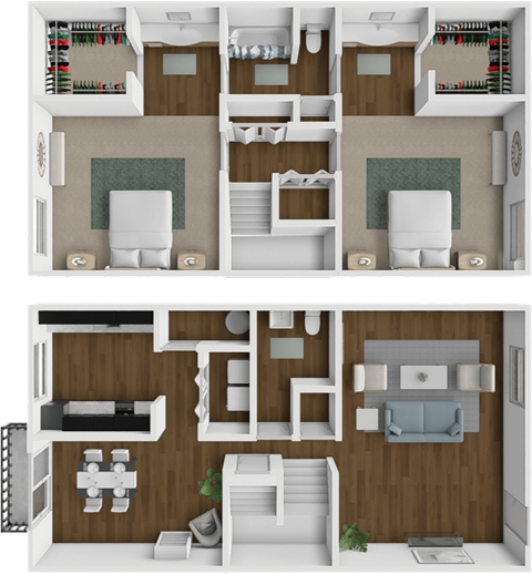 Floor plan for 2 beds, 1.5 baths, 1214 sqft