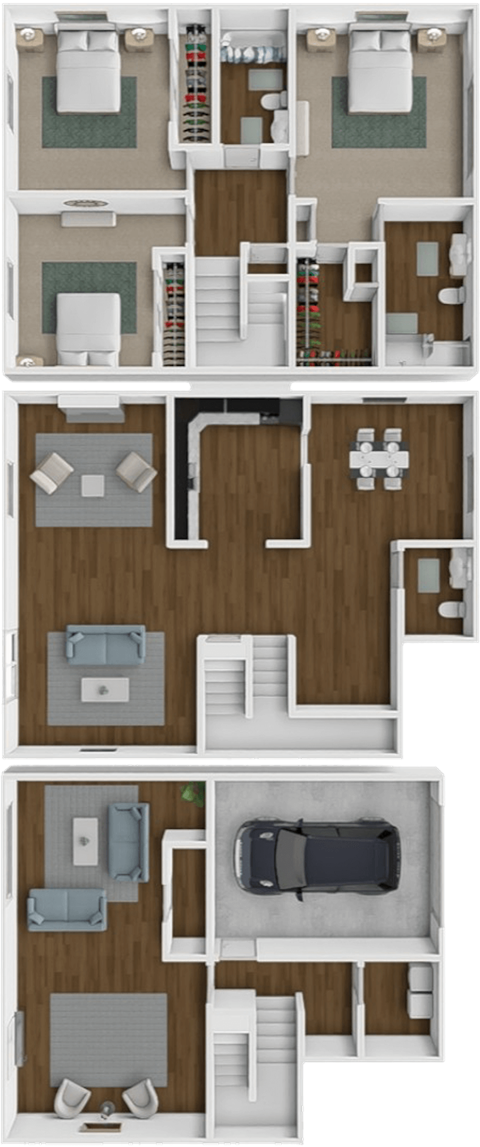 Floor plan for 3 beds, 2.5 baths, 2230 sqft