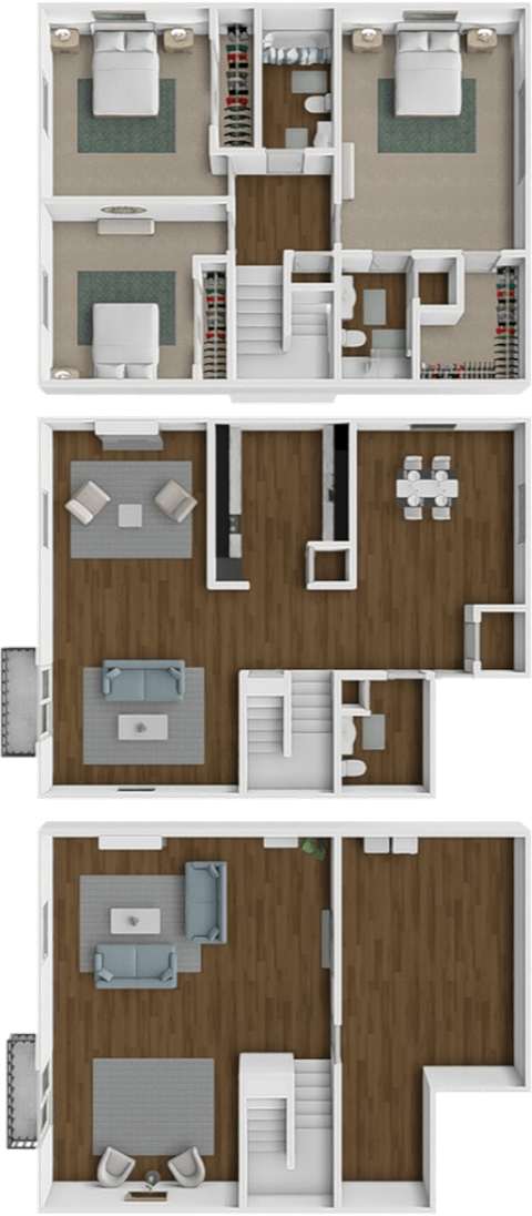 Floor plan for 3 beds, 2.5 baths, 2200 sqft