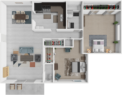 Floor plan for 2 beds, 1 bath, 800 sqft