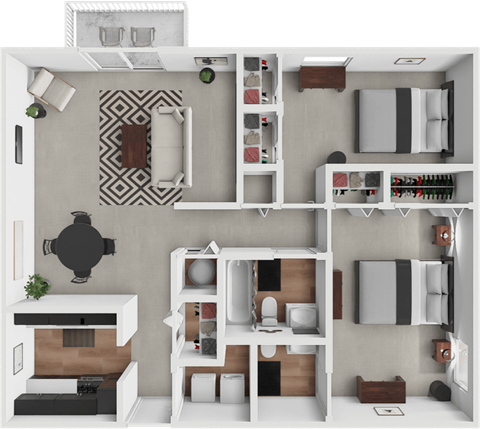 Floor plan for 2 beds, 1.5 baths, 922 sqft
