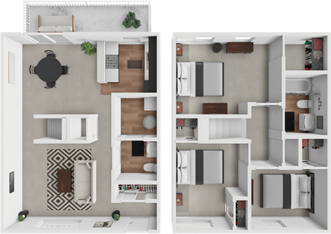 Floor plan for 3 beds, 1.5 baths, 1166 sqft