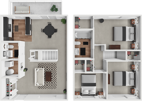 Floor plan for 3 beds, 1.5 baths, 1137 sqft