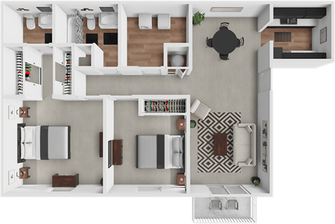 Floor plan for 2 beds, 1.5 baths, 922 sqft