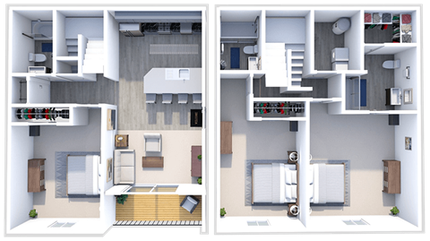 Floor plan for 3 beds, 3 baths, 1337 sqft