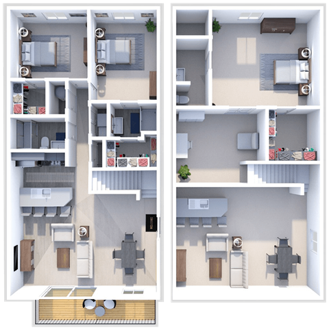 Floor plan for 3 beds, 3 baths, 1948 sqft