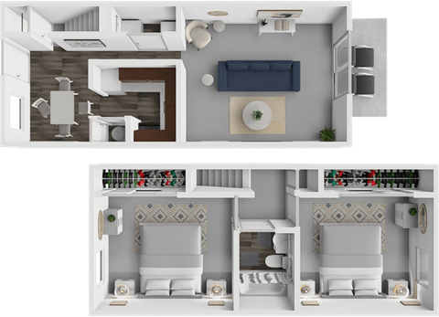 Floor plan for 2 beds, 1 bath, 1000 sqft