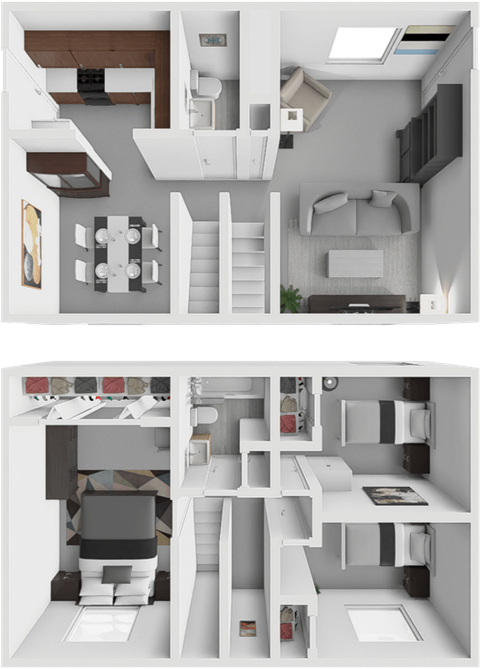 Floor plan for 3 beds, 1.5 baths, 1150 sqft