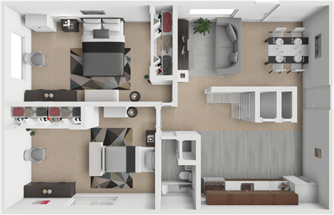Floor plan for 2 beds, 1 bath, 860 sqft