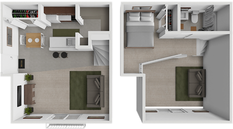 Floor plan for 1 bed, 1 bath, 750 sqft