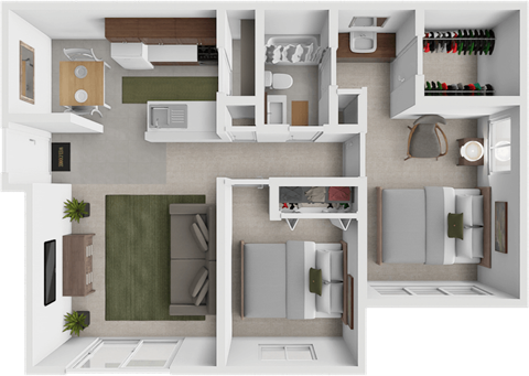 Floor plan for 2 beds, 1 bath, 825 sqft