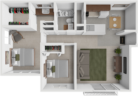 Floor plan for 2 beds, 1 bath, 900 sqft