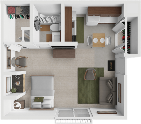 Floor plan for studio, 1 bath, 450 sqft
