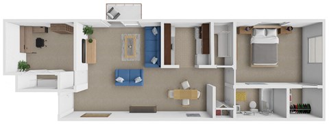 Floor plan for 1 bed, 1 bath, 825 sqft