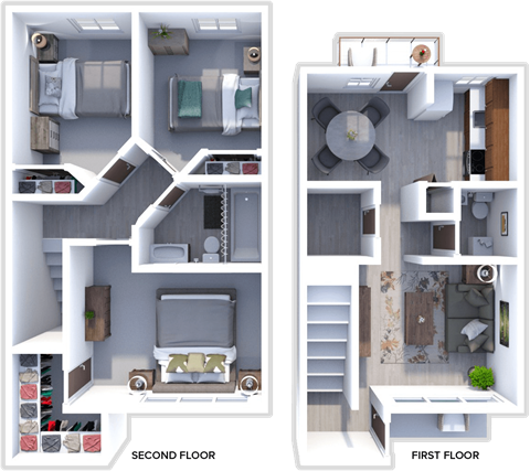 Floor plan for 3 beds, 1.5 baths, 1200 sqft