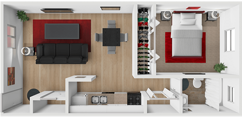 Floor plan for 1 bed, 1 bath, 550 sqft