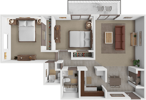 Floor plan for 2 beds, 1.5 baths, 925 sqft