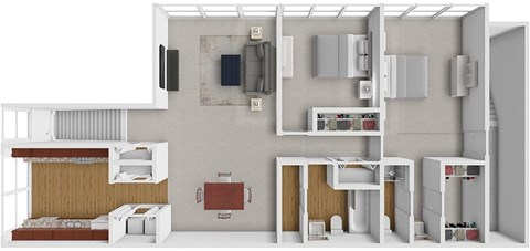 Floor plan for 2 beds, 2 baths, 1564 sqft