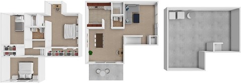 Floor plan for 3 beds, 2 baths, 1570 sqft