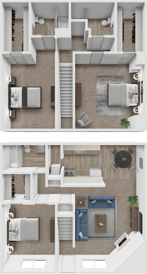 Floor plan for 3 beds, 3 baths, 1546 sqft