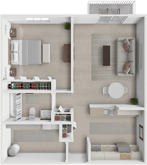 Floor plan for 1 bed, 1 bath, 850 sqft
