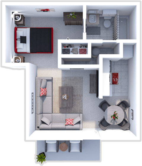 Floor plan for studio, 1 bath, 425 sqft