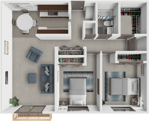 Floor plan for 2 beds, 1 bath, 948 sqft