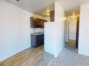 Brooklyn Park apartment for rent - A kitchen area with a counter and cabinets.