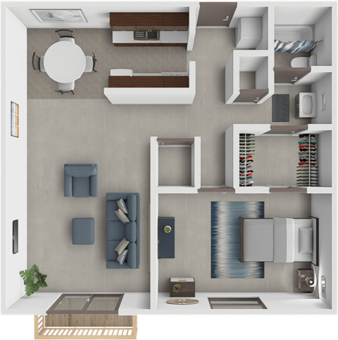 Floor plan for 1 bed, 1 bath, 784 sqft
