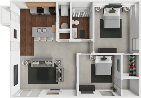 Floor plan for 2 beds, 1 bath, 800 sqft