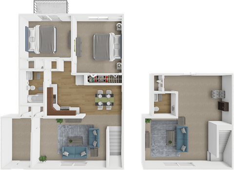 Floor plan for 2 beds, 1.5 baths, 1248 sqft