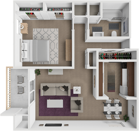 Floor plan for 1 bed, 1 bath, 850 sqft