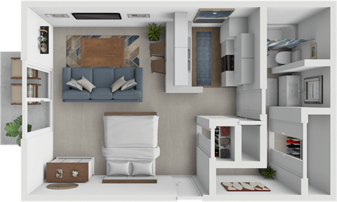 Floor plan for studio, 1 bath, 520 sqft