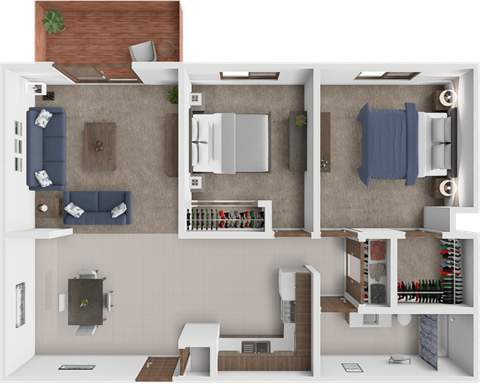 Floor plan for 2 beds, 1 bath, 850 sqft