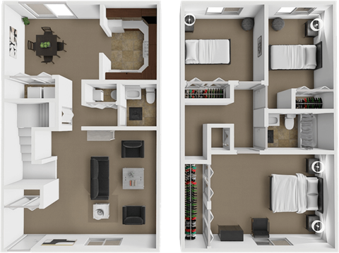 Floor plan for 3 beds, 1.5 baths, 1212 sqft