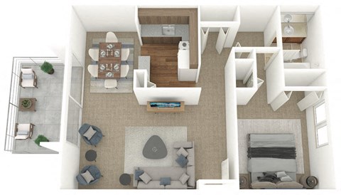 Floor plan for 1 bed, 1 bath, 798 sqft