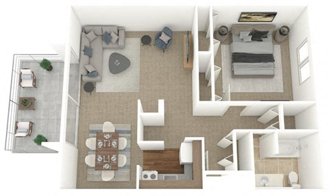 Floor plan for 1 bed, 1 bath, 786 sqft
