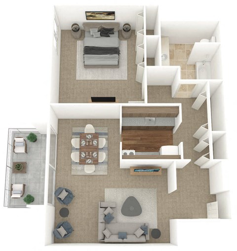Floor plan for 1 bed, 1 bath, 712 sqft