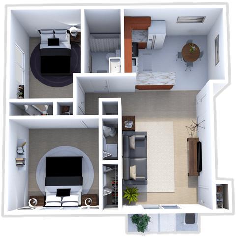 Floor plan for 2 beds, 1 bath, 825 sqft