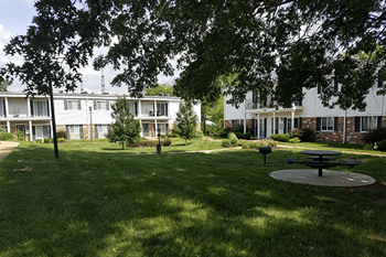 Multiple courtyards with bbq grills