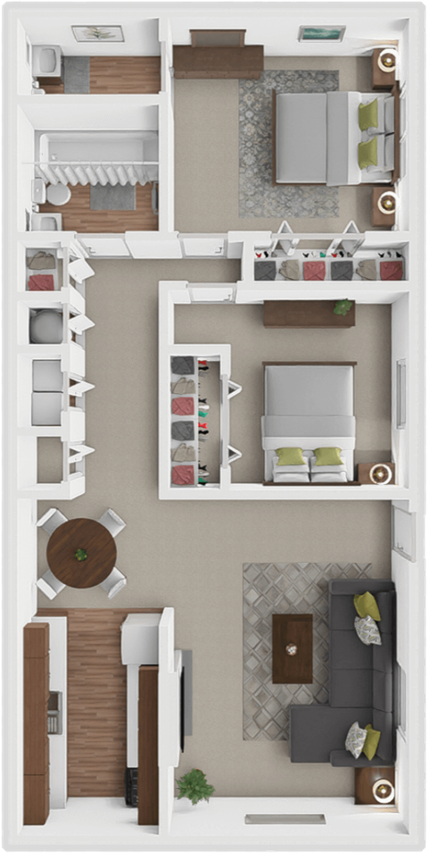 Floor plan for 2 beds, 1.5 baths, 880 sqft
