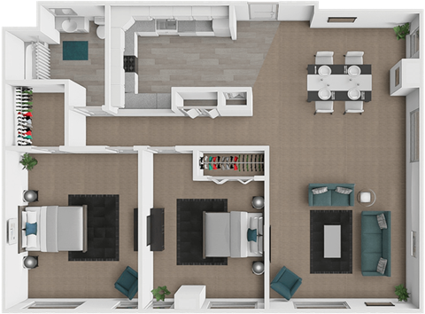Floor plan for 2 beds, 1 bath, 1144 sqft