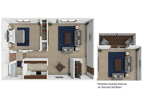 Floor plan for 1 bed, 1 bath, 814 sqft