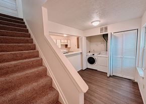 Columbus townhouse for rent - a view of a staircase and a laundry room in a home