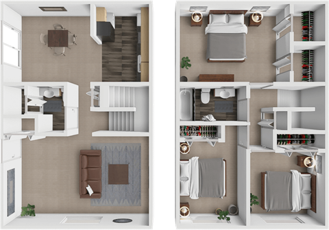 Floor plan for 3 beds, 1.5 baths, 1250 sqft