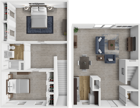 Floor plan for 2 beds, 1.5 baths, 1200 sqft