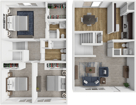 Floor plan for 3 beds, 2.5 baths, 1500 sqft